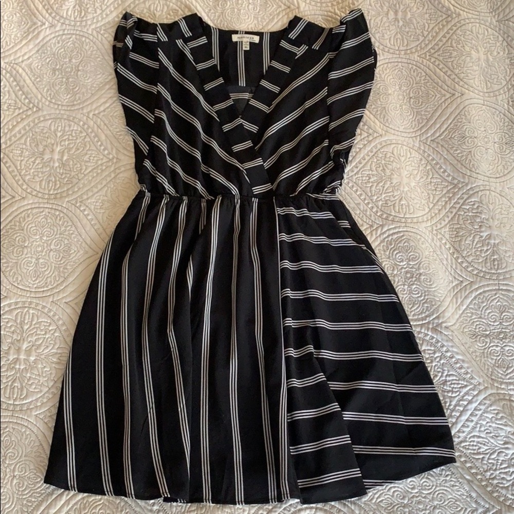 Monteau Black Dress w/ White Stripes
